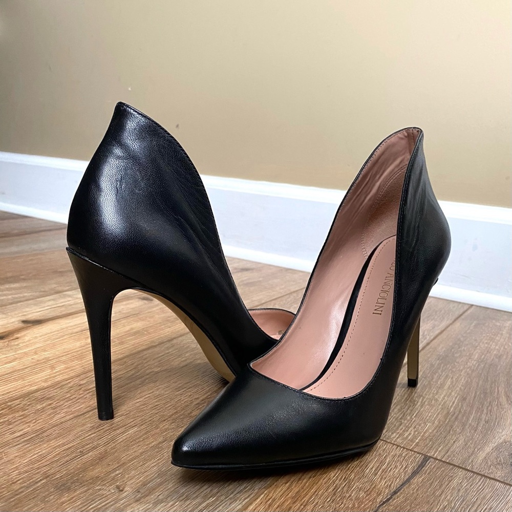 Enzo Angiolini Black Leather Pointed High Heels